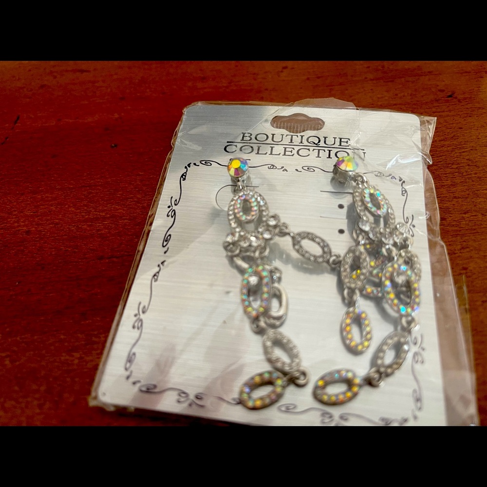New in package crystal earrings for pierced ears